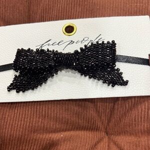 Black Beaded Bow Choker